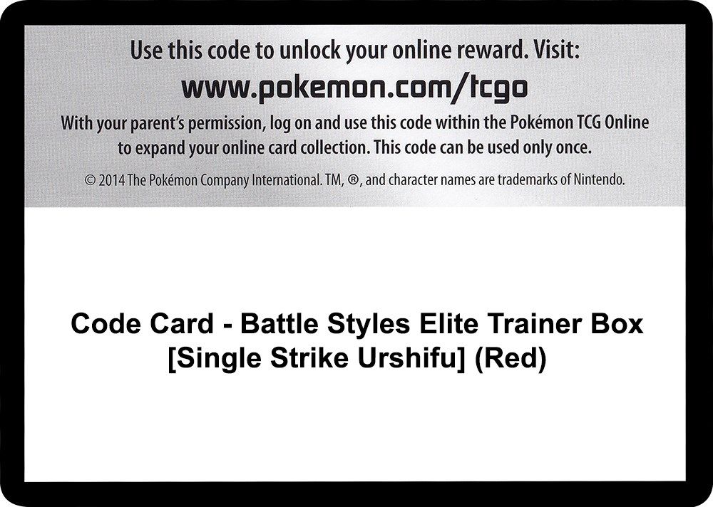 Code Card - Battle Styles Elite Trainer Box [Single Strike Urshifu] (Red) — SWSH05: Battle Styles
