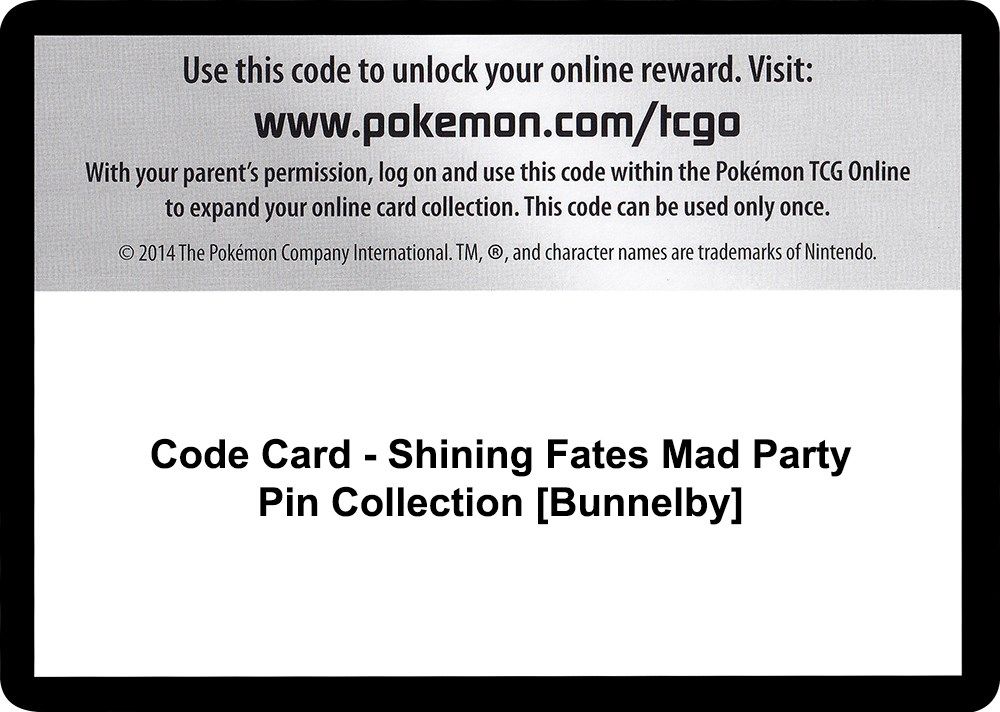 Code Card - Shining Fates Mad Party Pin Collection [Bunnelby] — Shining Fates