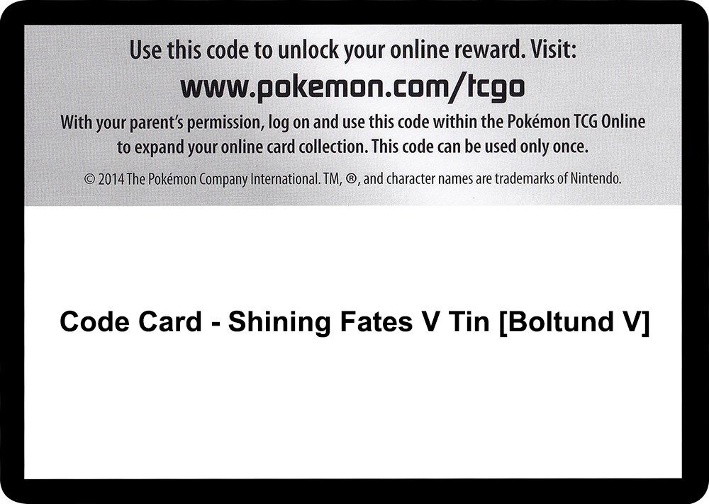 Code Card - Shining Fates V Tin [Boltund V] — Shining Fates