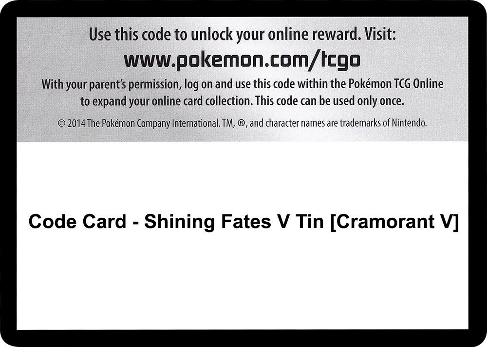 Code Card - Shining Fates V Tin [Cramorant V] — Shining Fates
