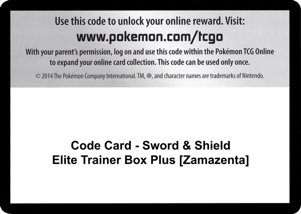 Code Card - Sword & Shield Elite Trainer Box Plus [Zamazenta] — SWSH04: Vivid Voltage