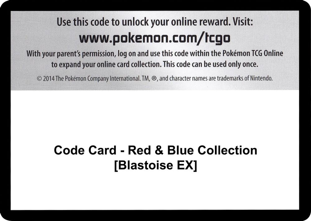 Code Card - Red & Blue Collection [Blastoise EX] — Generations