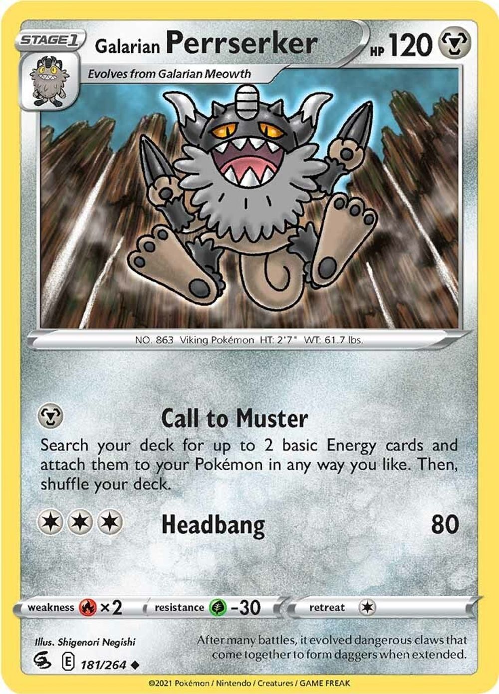 Galarian Perrserker — SWSH08: Fusion Strike