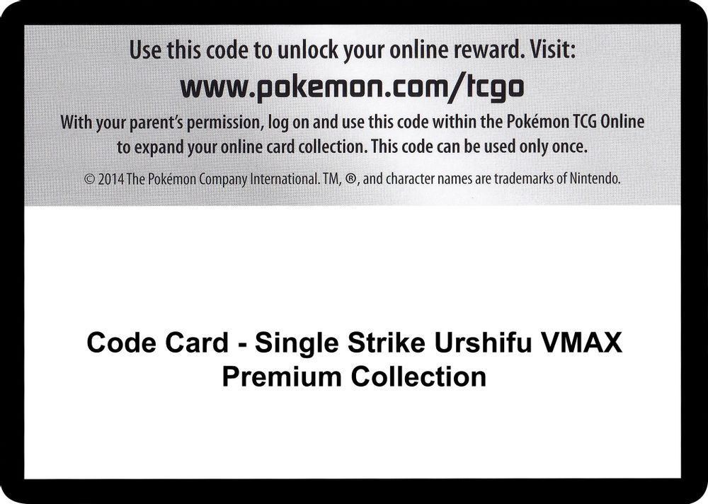Code Card - Single Strike Urshifu VMAX Premium Collection — SWSH08: Fusion Strike