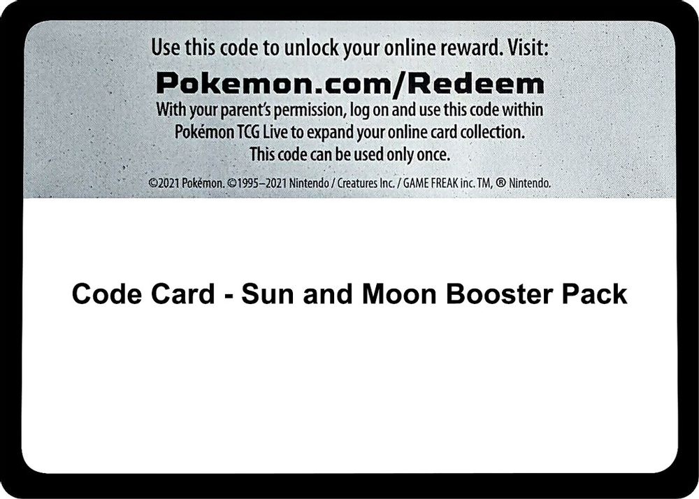 Code Card - Sun and Moon Booster Pack — SM Base Set