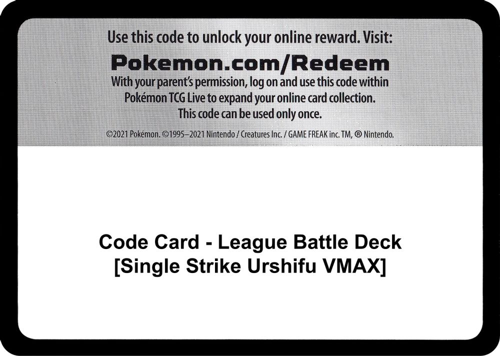 Code Card - League Battle Deck [Single Strike Urshifu VMAX] — Miscellaneous Cards & Products