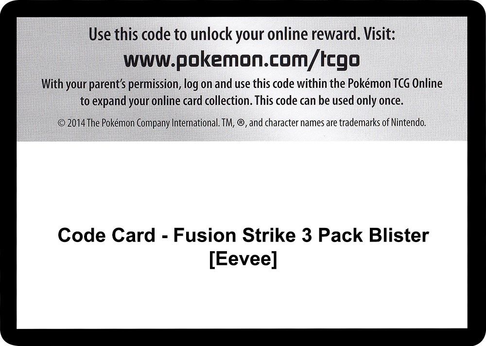 Code Card - Fusion Strike 3 Pack Blister [Eevee] — SWSH08: Fusion Strike
