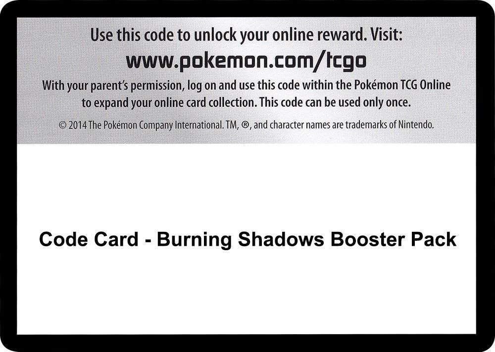 Code Card - Burning Shadows Booster Pack — SM - Burning Shadows
