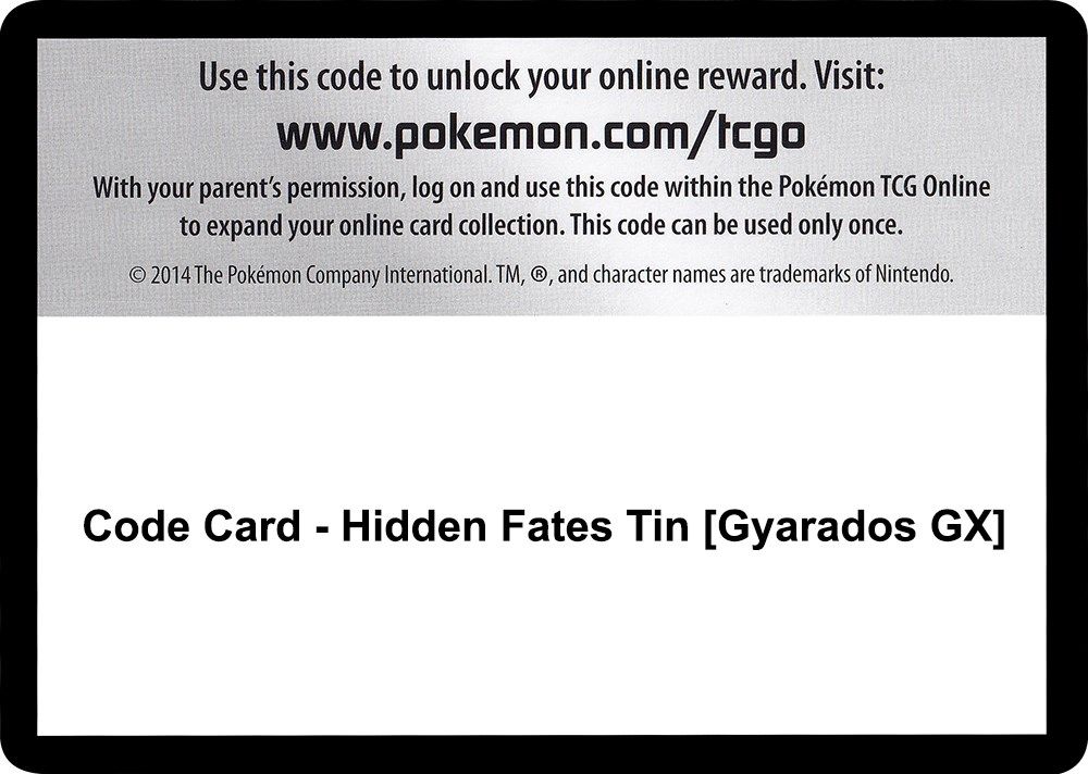 Code Card - Hidden Fates Tin [Gyarados GX] — Hidden Fates