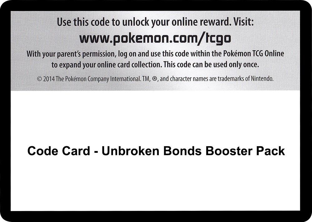 Code Card - Unbroken Bonds Booster Pack — SM - Unbroken Bonds