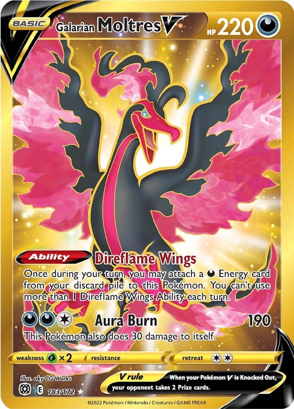 Galarian Moltres V (Secret) — SWSH09: Brilliant Stars