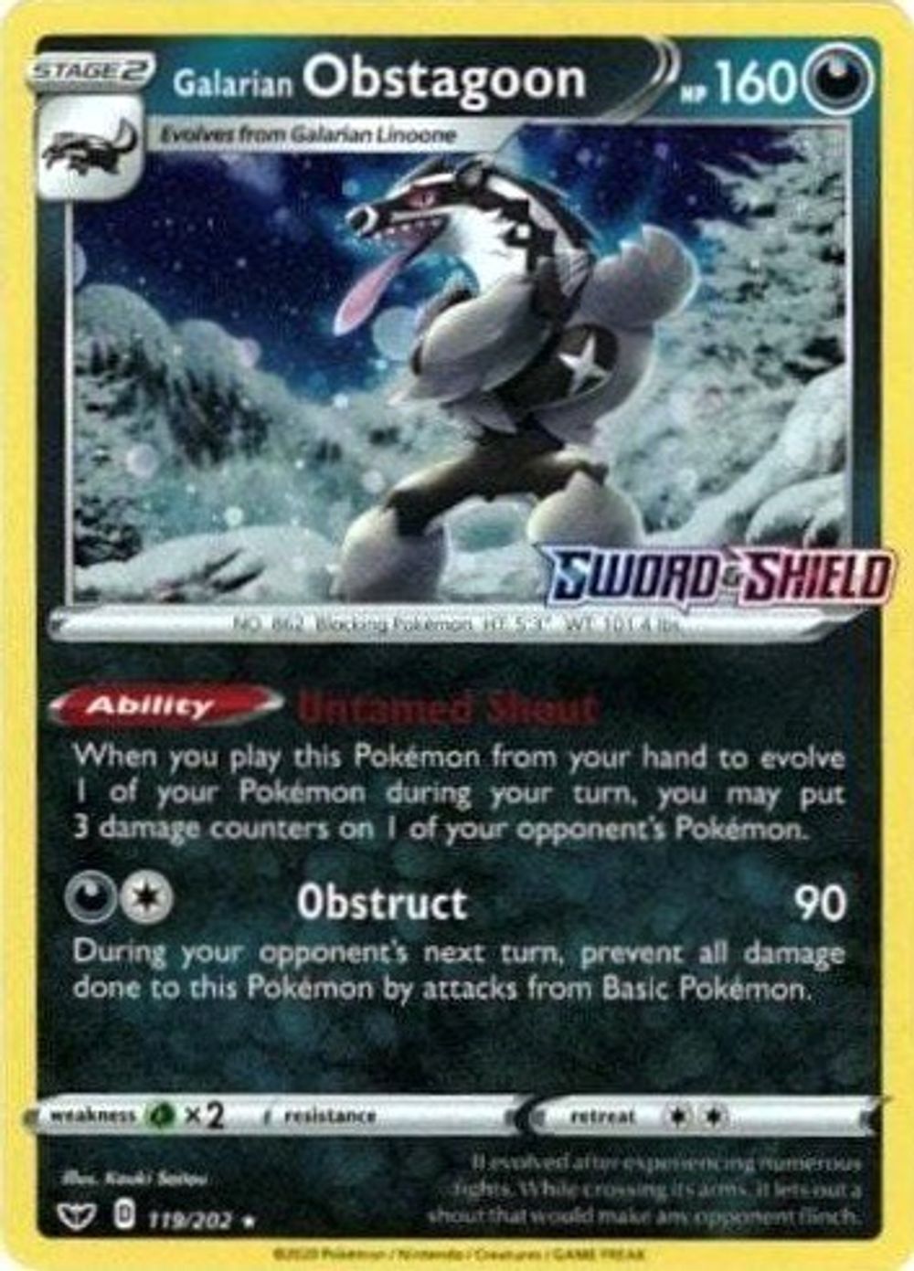 Galarian Obstagoon - 119/202 (Cosmos Holo) — Miscellaneous Cards & Products