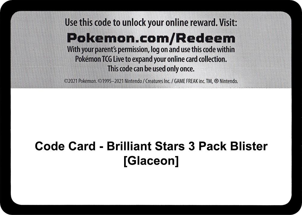 Code Card - Brilliant Stars 3 Pack Blister [Glaceon] — SWSH09: Brilliant Stars