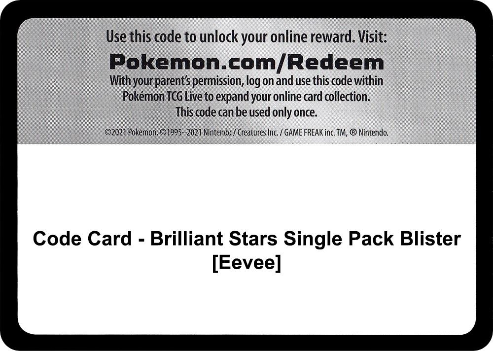 Code Card - Brilliant Stars Single Pack Blister [Eevee] — SWSH09: Brilliant Stars