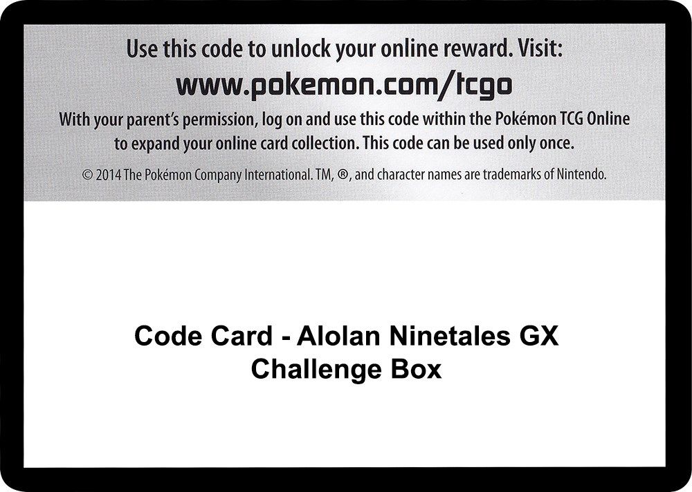 Code Card - Alolan Ninetales GX Challenge Box — SM - Burning Shadows