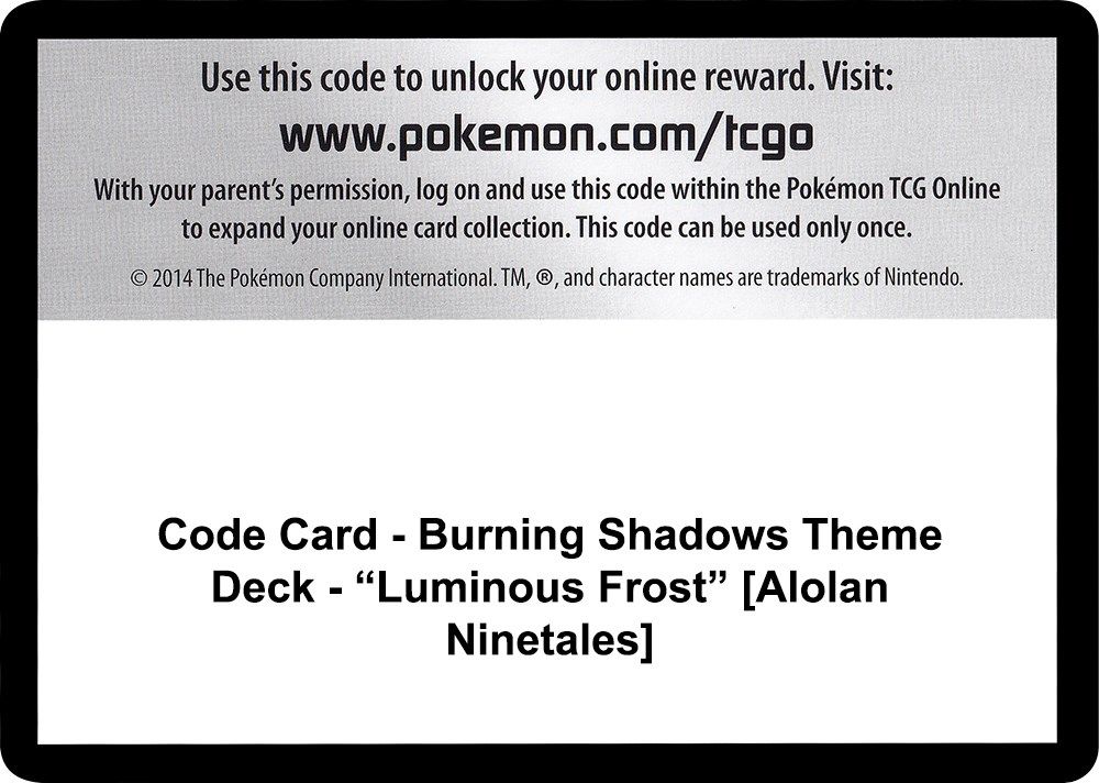 Code Card - Burning Shadows Theme Deck - "Luminous Frost" [Alolan Ninetales] — SM - Burning Shadows