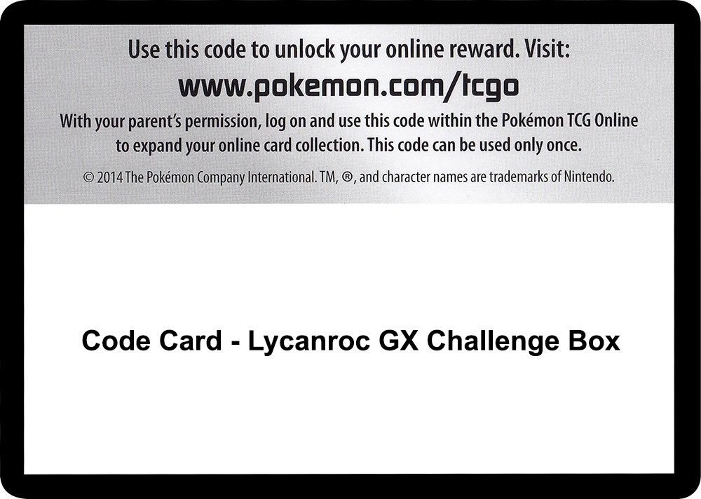 Code Card - Lycanroc GX Challenge Box — SM - Burning Shadows