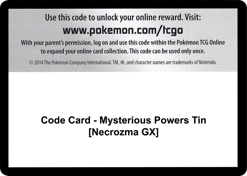 Code Card - Mysterious Powers Tin [Necrozma GX] — SM - Burning Shadows
