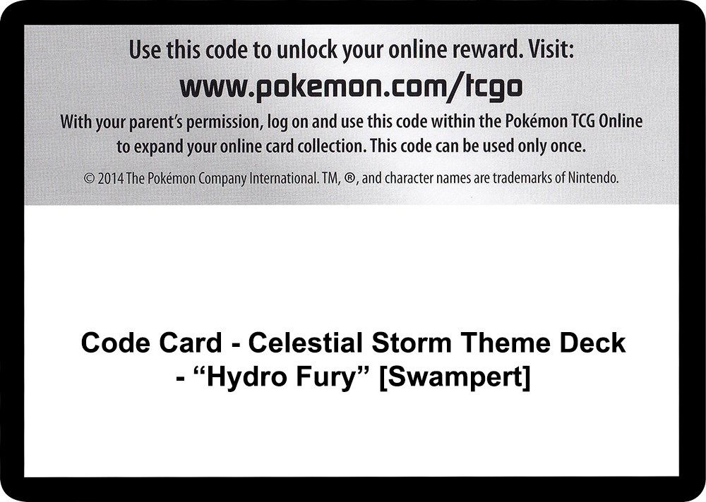 Code Card - Celestial Storm Theme Deck - "Hydro Fury" [Swampert] — SM - Celestial Storm