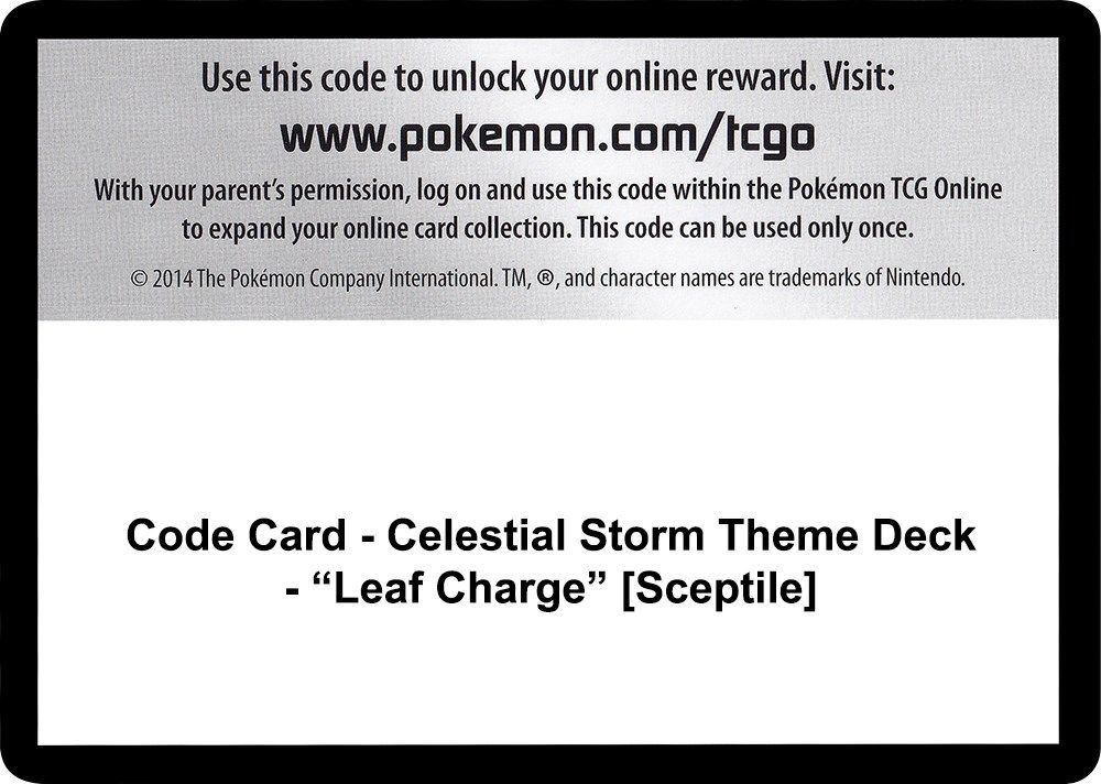 Code Card - Celestial Storm Theme Deck - "Leaf Charge" [Sceptile] — SM - Celestial Storm