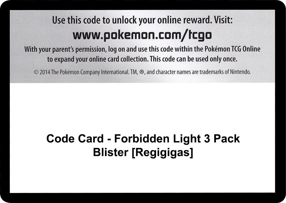 Code Card - Forbidden Light 3 Pack Blister [Regigigas] — SM - Forbidden Light