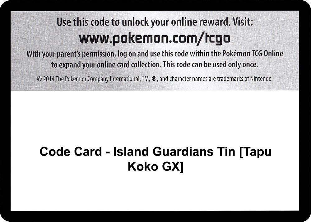 Code Card - Island Guardians Tin [Tapu Koko GX] — SM - Guardians Rising