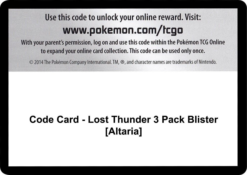 Code Card - Lost Thunder 3 Pack Blister [Altaria] — SM - Lost Thunder