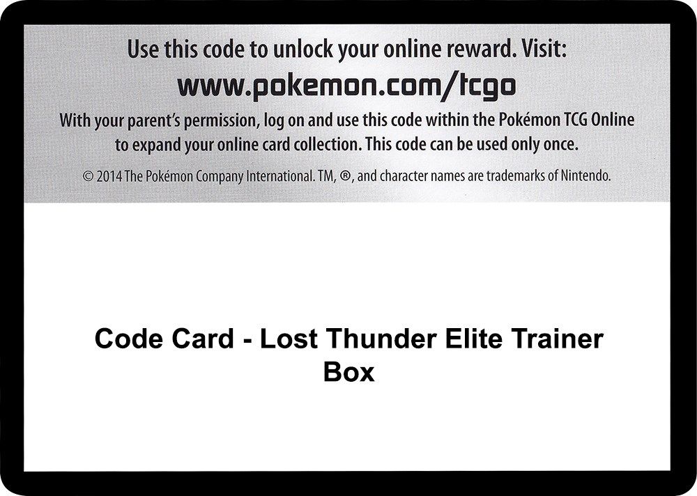 Code Card - Lost Thunder Elite Trainer Box — SM - Lost Thunder