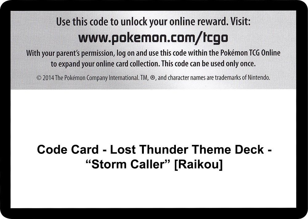Code Card - Lost Thunder Theme Deck - "Storm Caller" [Raikou] — SM - Lost Thunder