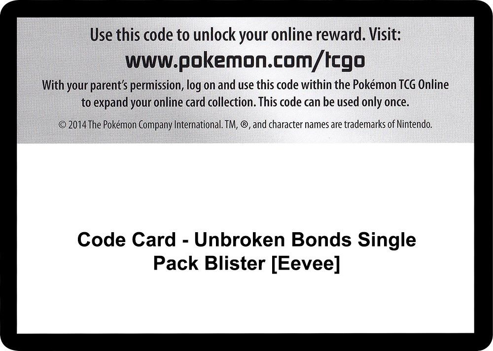 Code Card - Unbroken Bonds Single Pack Blister [Eevee] — SM - Unbroken Bonds