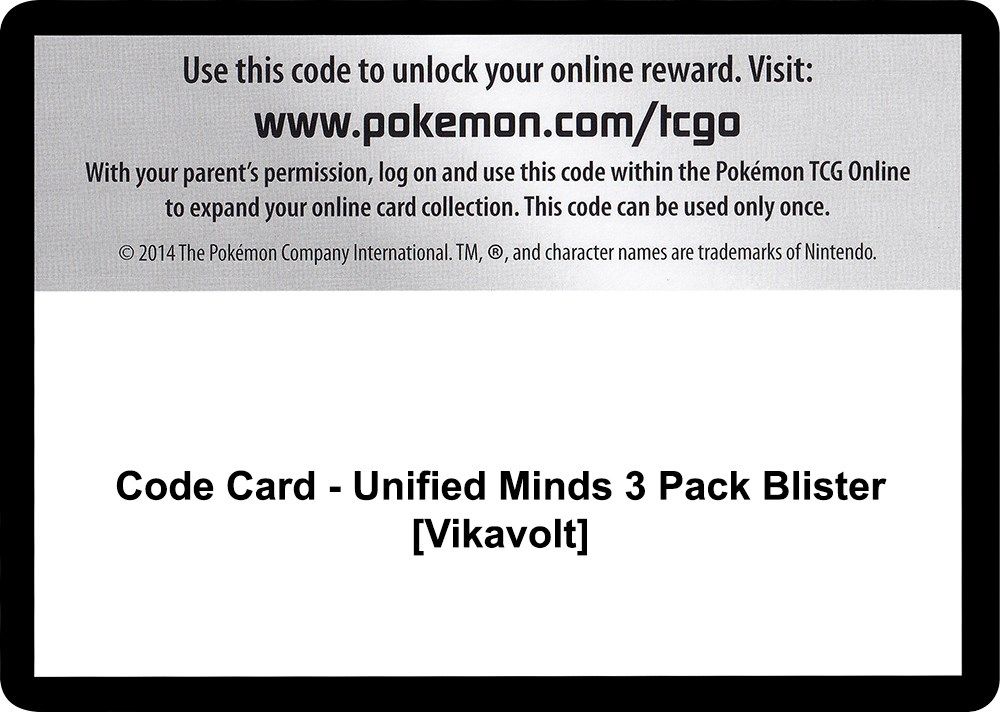 Code Card - Unified Minds 3 Pack Blister [Vikavolt] — SM - Unified Minds