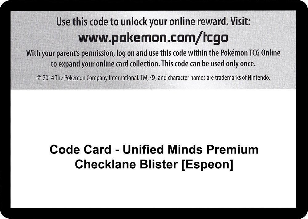 Code Card - Unified Minds Premium Checklane Blister [Espeon] — SM - Unified Minds