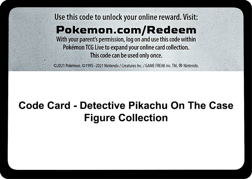 Code Card - Detective Pikachu On The Case Figure Collection — Detective Pikachu