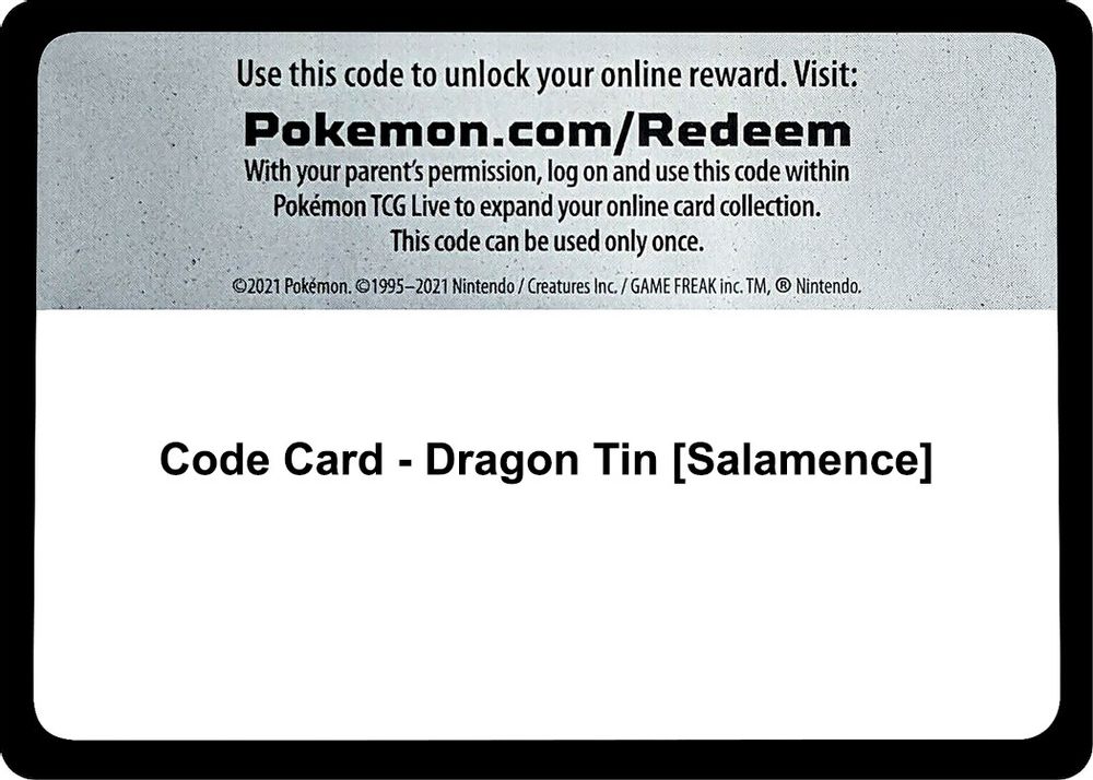 Code Card - Dragon Tin [Salamence] — Miscellaneous Cards & Products