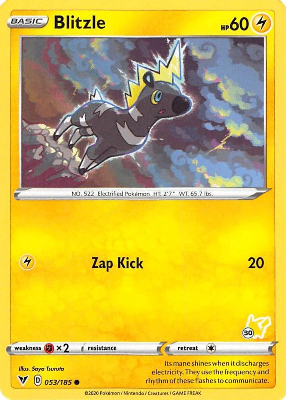 Blitzle - 053/185 (#30 Pikachu Stamped) — Battle Academy 2022