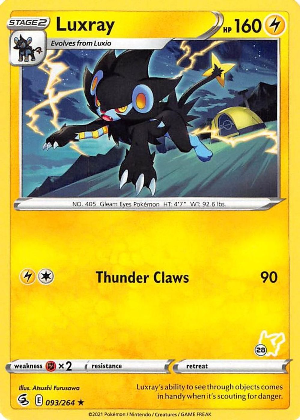 Luxray - 093/264 (#28 Pikachu Stamped) — Battle Academy 2022