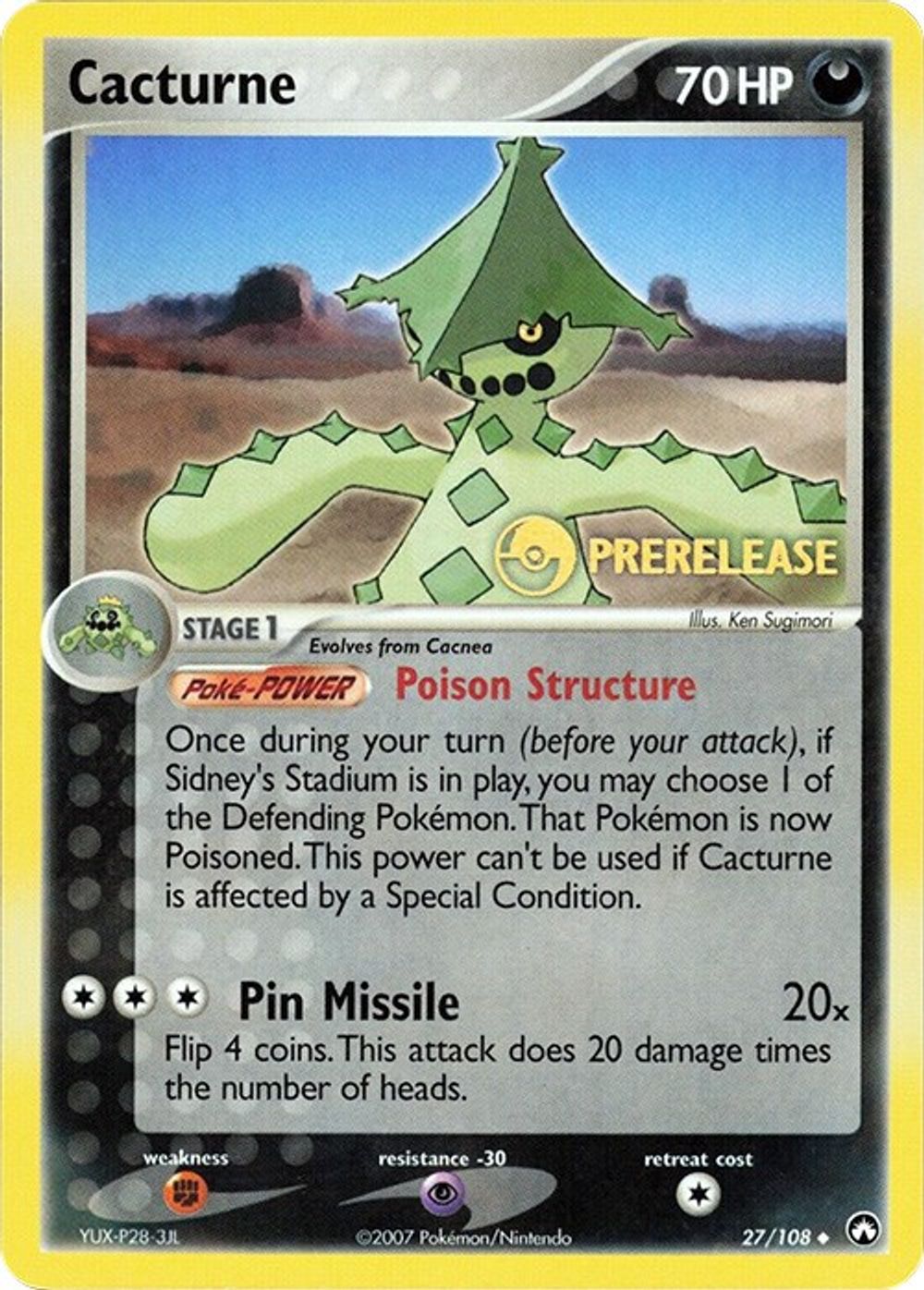 Cacturne - 27/108 (Prerelease) — Miscellaneous Cards & Products