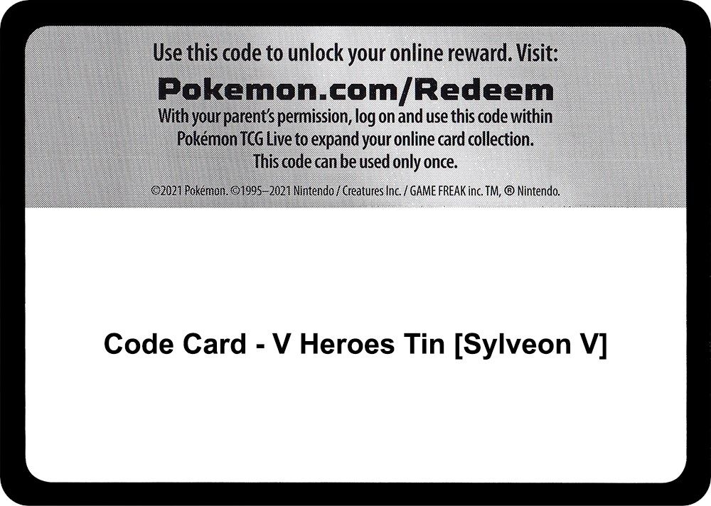 Code Card - V Heroes Tin [Sylveon V] — Miscellaneous Cards & Products