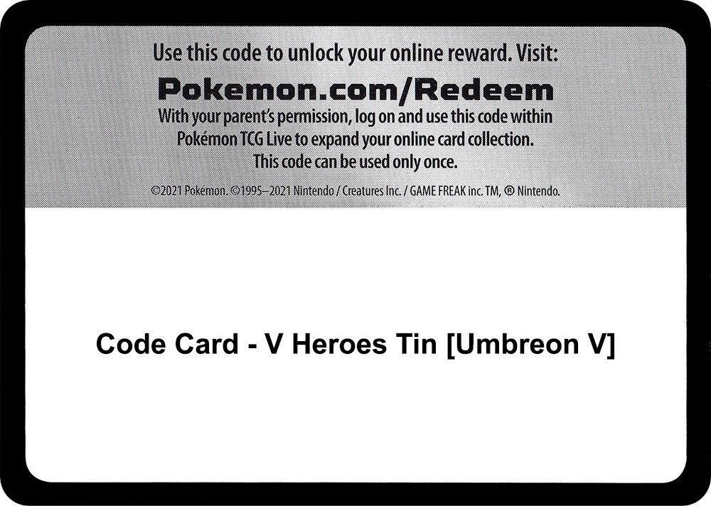 Code Card - V Heroes Tin [Umbreon V] — Miscellaneous Cards & Products