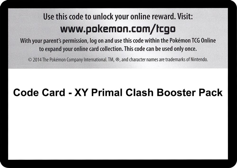 Code Card - Primal Clash Booster Pack — XY - Primal Clash