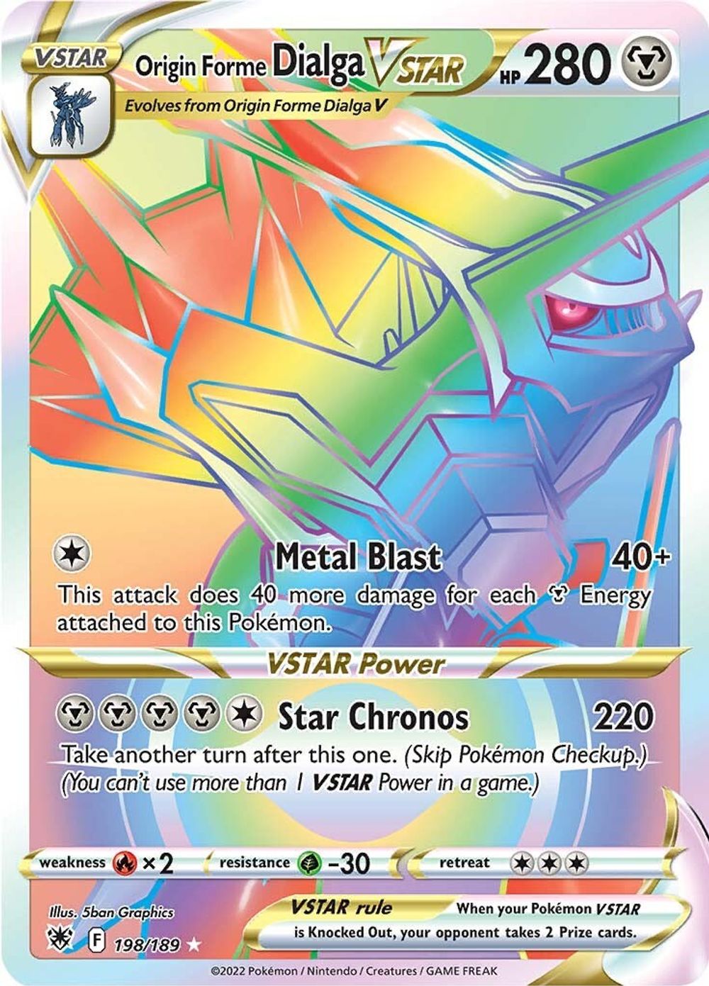 Origin Forme Dialga VSTAR - 198/189 (Secret) — SWSH10: Astral Radiance