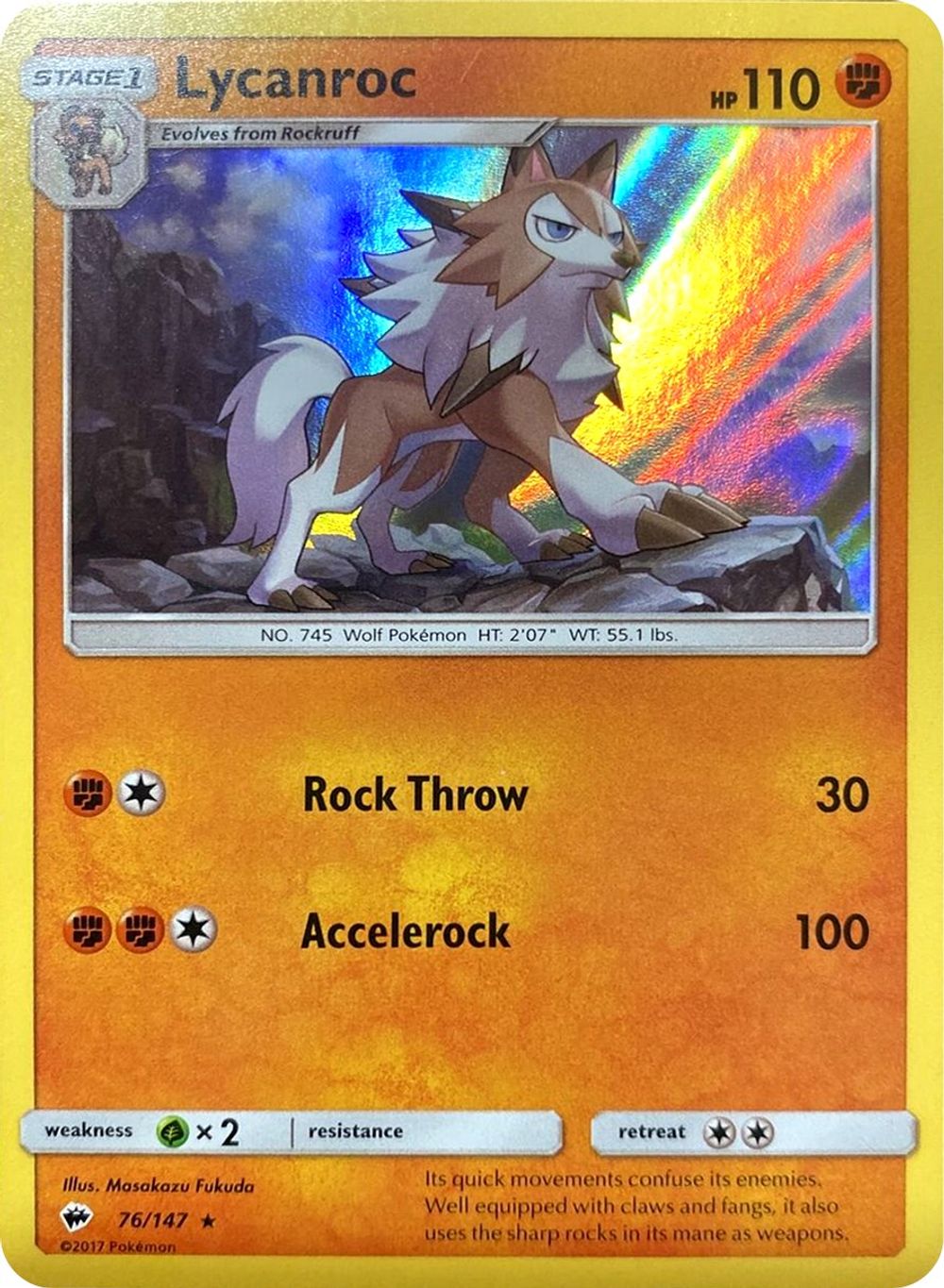 Lycanroc - 76/147 (Water Web Holo) — Miscellaneous Cards & Products