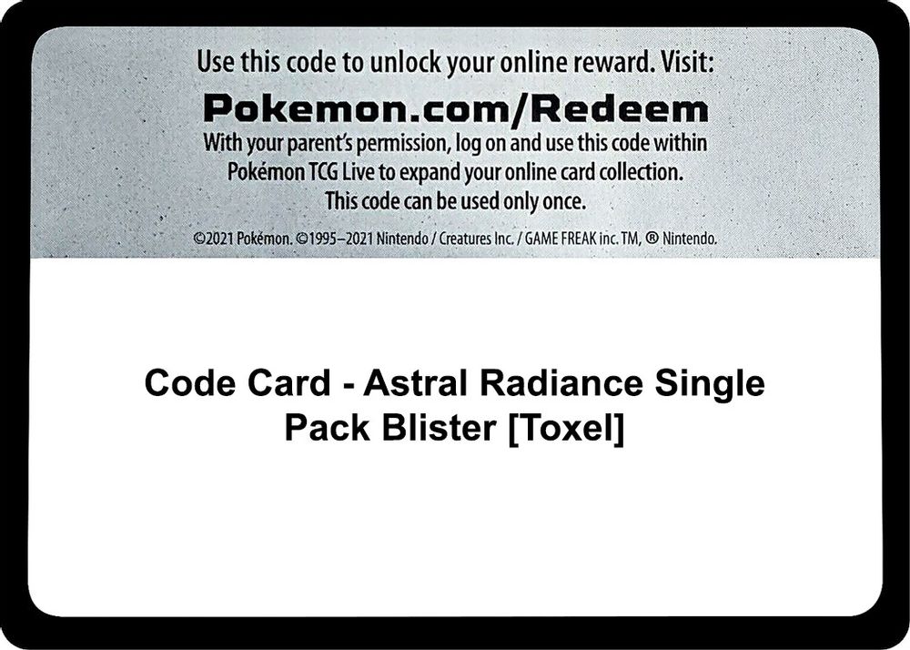 Code Card - Astral Radiance Single Pack Blister [Toxel] — SWSH10: Astral Radiance
