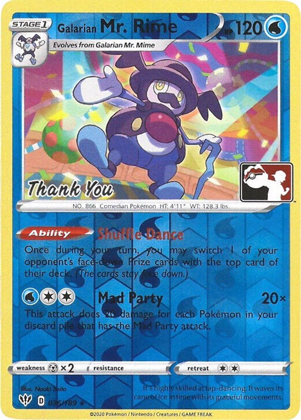 Galarian Mr. Rime - 036/189 (Pokemon League) [Thank You] — Miscellaneous Cards & Products