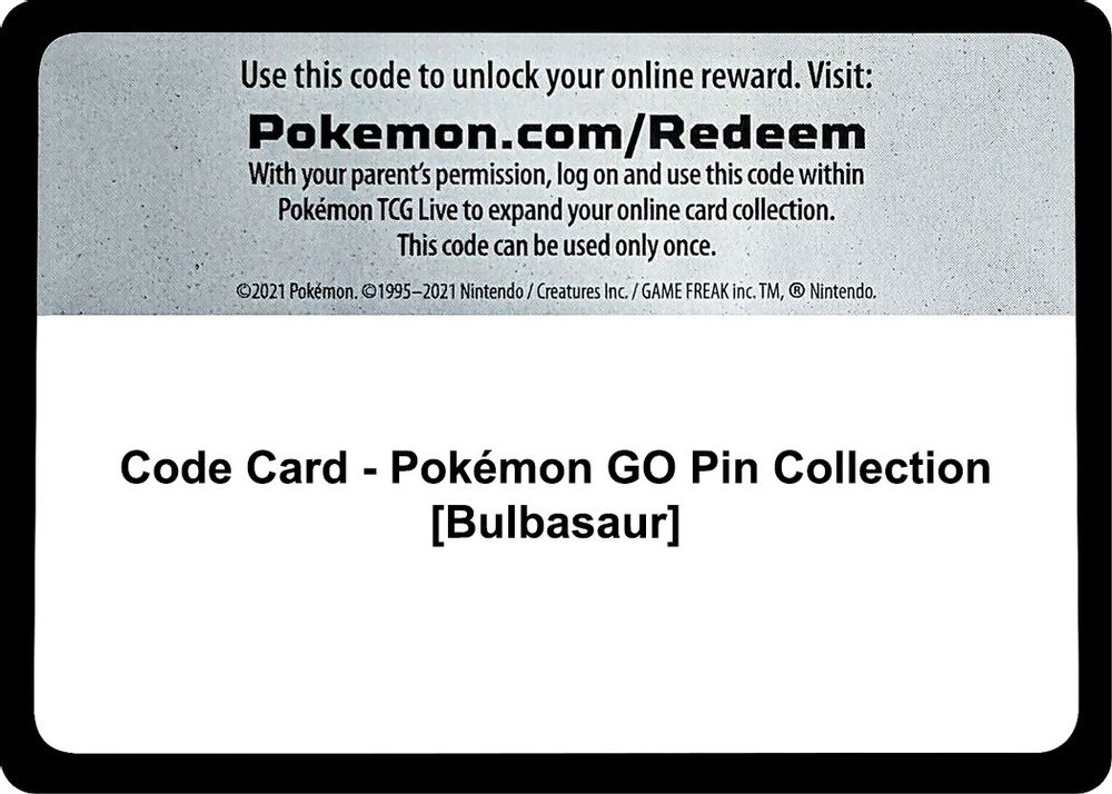 Code Card - Pokemon GO Pin Collection [Bulbasaur] — Pokemon GO