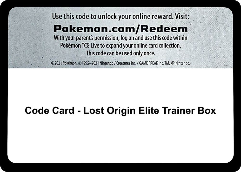 Code Card - Lost Origin Elite Trainer Box — SWSH11: Lost Origin