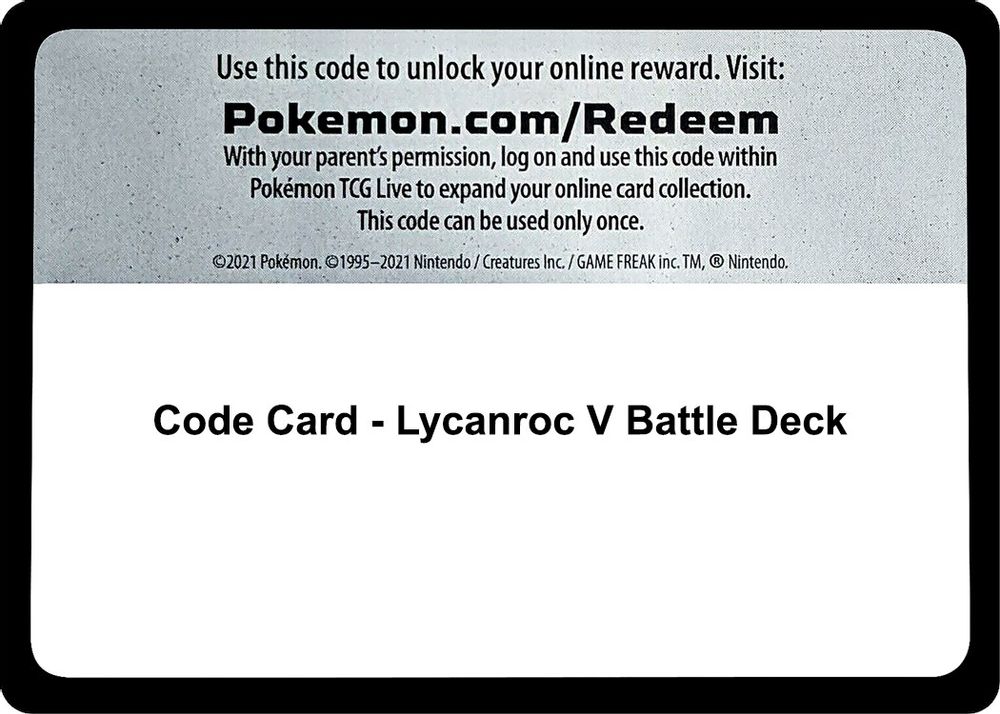 Code Card - Lycanroc V Battle Deck — Miscellaneous Cards & Products
