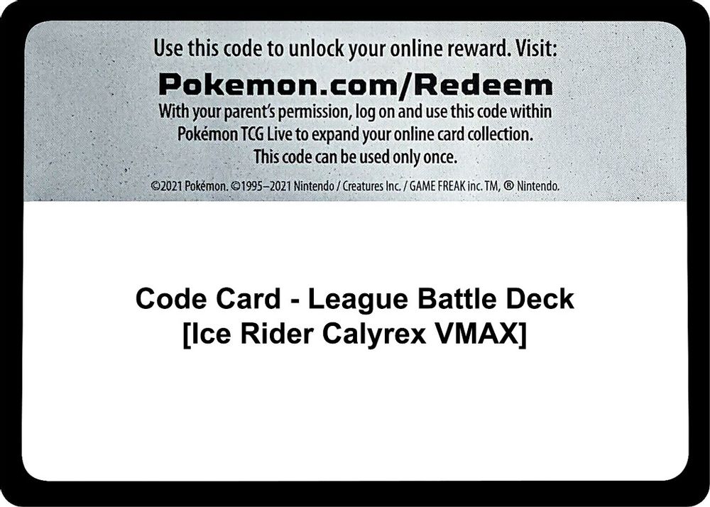 Code Card - League Battle Deck [Ice Rider Calyrex VMAX] — Miscellaneous Cards & Products