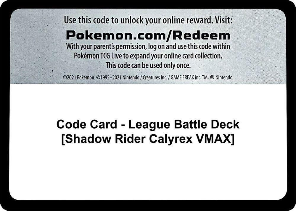 Code Card - League Battle Deck [Shadow Rider Calyrex VMAX] — Miscellaneous Cards & Products