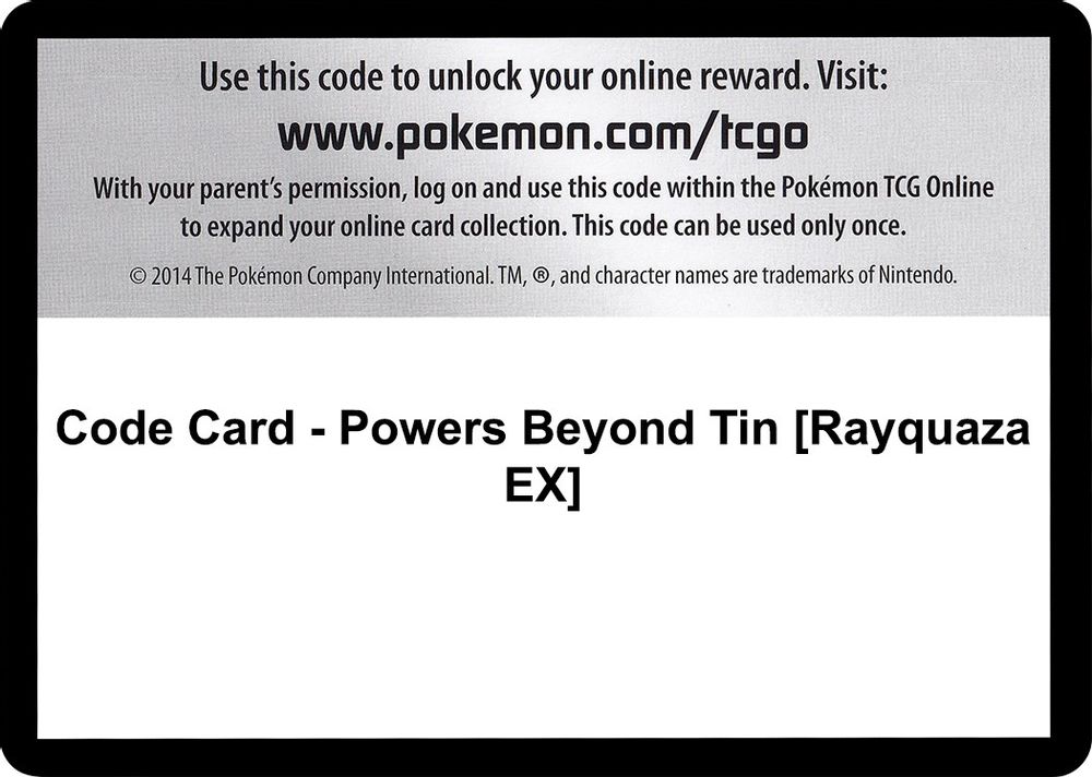 Code Card - Powers Beyond Tin [Rayquaza EX] — XY - Ancient Origins